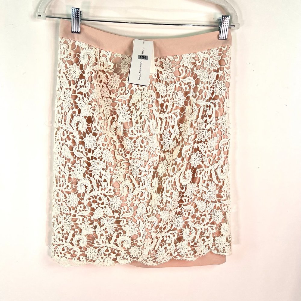 French Connection Lace Overlay Skirt Womens Size 6 Beige